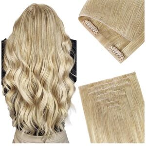 HUMAN HAIR 16” 100g natural blonde invis edge clip in extensions